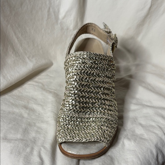 Silver Woven Slingback Heeled Sandals | Paul Green | Size 4.5 (UK), 7 (US) - Picture 4 of 9